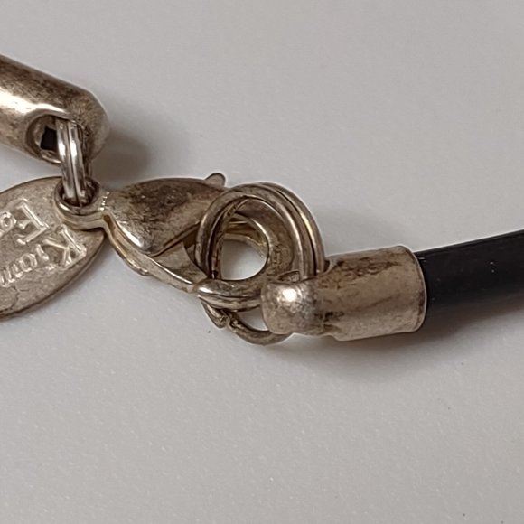 Black And Silver Tone Rectangular Pendant Necklace 19.75 Inches Long - Picture 8 of 12